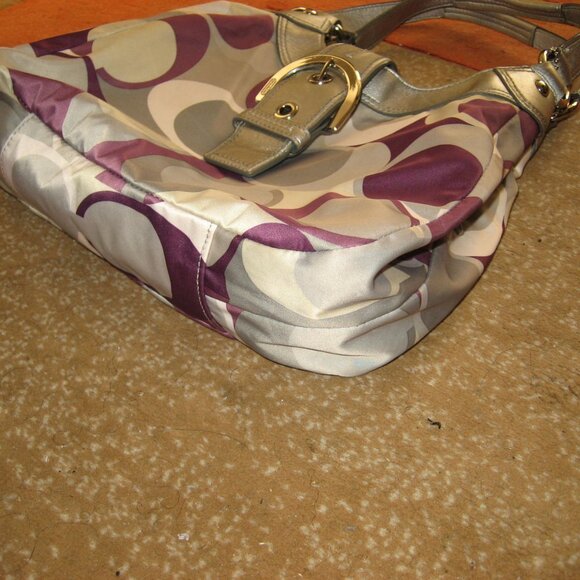 Authentic COACH Soho Satin Scarf Print Bag, Purple Silver, ##F17406 - Picture 13 of 13